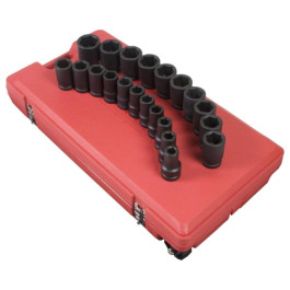 Sunex 5693 1 inch Drive SAE Deep Impact Socket Set, 21 Piece, Cr-Mo Alloy Steel