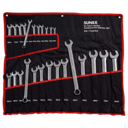 Sunex 9917MPRA Metric V-Groove Combination Wrench Set, 25 Piece, 8mm-32mm, Fully Polished