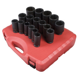 Sunex Tools 4686 3/4" Drive Metric 6-Point Deep Impact Socket Set, 17-Piece