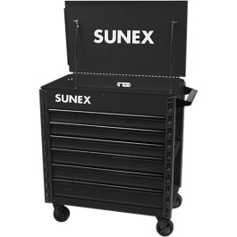 Sunex Tools 8057XTBK Premium Full Drawer Service Cart, Black, 600 lb Capaci