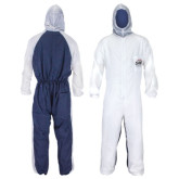 SAS Safety 6938 Moonsuit Nylon/Cotton Coverall, Large, White, Hooded with Rip-Stop Front
