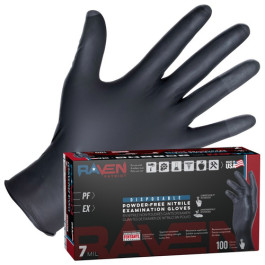SAS Safety 66485 Raven Patriot Powder-Free Exam Grade Nitrile Gloves, 7 Mil