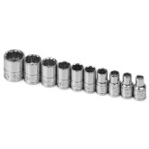 SK Tools 4946 1/4" Drive 12 Pt Standard Fractional Chrome Socket Set, 10 Pieces