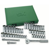 SK Tools 94547-12 3/8" Drive Standard and Deep SAE and Metric Socket Set, 12 Point, 47 Pieces