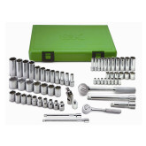 SK Tools 94562 Socket Set, 1/4" and 3/8" Drive, 6 Point Standard/Deep Metric, 62 Pieces