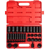 Sunex 2668 1/2" Drive SAE Master Impact Socket Set, CR-MO Steel, Standard & Deep, 6-Point, 39 Pieces