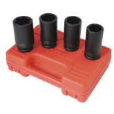 Sunex 2838 1/2" Drive Metric Deep Spindle Nut Impact Socket Set, 4 Pieces