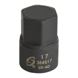 Sunex 364617 17mm Stubby Impact Hex Driver, 3/8" Drive, CR-MO Steel