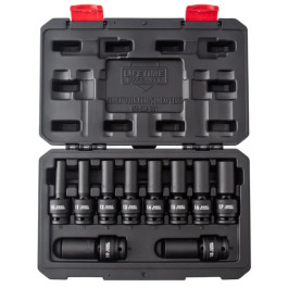Sunex 2658 1/2" Drive Metric 6 Point Deep Universal Impact Socket Set, 10 m