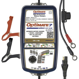 TecMate TM-251v3 OptiMate 7 Select Battery Charger and Maintainer, 12V 10A, Voltage Select 14.4V or 14.7V, Power Supply Mode