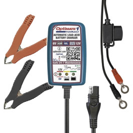 TecMate CTM-401A OptiMate 1 VoltMatic Battery Charger and Maintainer, 6V and 12V, 0.6A, 4-step Automatic