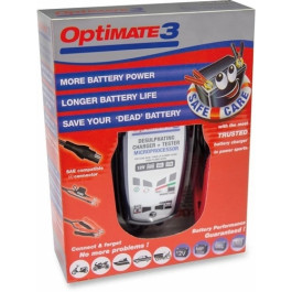 TecMate TM-431 OptiMate 3 Battery Charger and Maintainer, 12V 0.8 A, 7 Step, Weatherproof, Global 100 to 240 V