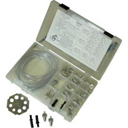 Thexton 803X Universal Master Cylinder Bleeder Kit, US and Metric Adapters, Hoses and Check Valves