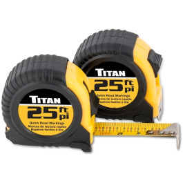Titan 10901 Tape Measure, 25 Foot x 1", 2 Pack