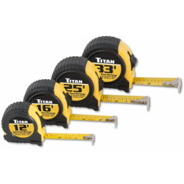 Titan Tools 10902 Quick Read Tape Measure Set, 12 feet, 16 feet, 25 feet, 33 feet, 4-Piece