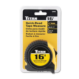 Titan 10905 Tape Measure, 16' Length, Durable Housing, Easy Read