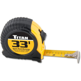 Titan 10908 33' Tape Measure, 1" Blade, Quick Read Markings