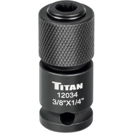 TITAN 12034 Quick Change Impact Adapter, 3/8 Inch Square Drive To 1/4 Inch Hex Drive