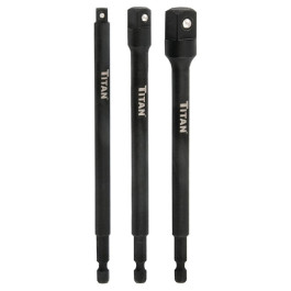 Titan 12086  Long Socket Adapter Set, 3-Piece, 6" Impact Rated