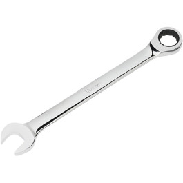 Titan 12507 7 mm Ratcheting Combination Wrench, 12 Point, Chrome Vanadium Steel, Chrome Mirror Polish