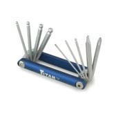 Titan 12705 9-Piece Metric Ball End Folding Hex Key Set, 1.5-6mm, Chrome Vanadium Steel