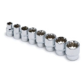 Titan 15202 3/8" Drive Metric Spline Socket Set, 8-Piece, Deep Sockets, High-Torque