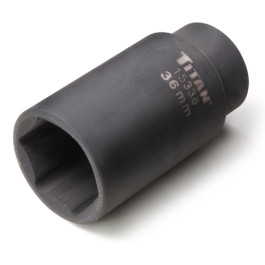 Titan 15336 Axle Nut Socket, 36mm, 1/2" Drive, Impact Grade, 6-Point