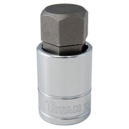 Titan 15621 Hex Bit Socket, 1/2" Drive,  21mm, Chrome Vanadium Steel Steel, S2 Steel, Polished Finish