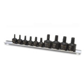 Titan 16142 10-Piece Stubby Star Bit Socket Set, Impact Grade, Includes Storage Rail