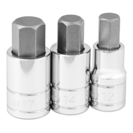 Titan 16163 1/2" Drive Metric Jumbo Hex Bit Socket Set, Chrome Vanadium Steel Steel, 3-Piece Set