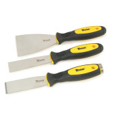 Titan 17000 3-Piece Stainless Steel Scraper & Putty Knife Set, Rigid and Flexible Blades, TPR Handles