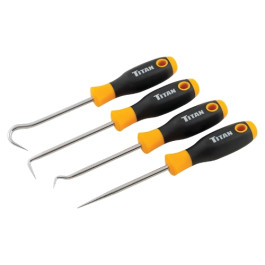 Titan 17223 Pick and Hook Set Jumbo, Chrome Vanadium Steel Shafts, TPR Sure-Grip Handles, 4-Piece