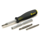 Titan 32965 6-in-1 Screwdriver, Soft Grip Handle, Includes Phillips and Slotted Tips, Nut Drivers