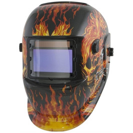 Titan 41266 Auto-Darkening Welding Helmet with Flame Design, Solar-Powered, Variable Shade 9-13, 3.86" x 2.17" Viewing Area