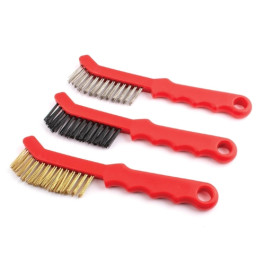 Titan 51499 3-Piece Brake Caliper Brush Set, Stainless Steel, Brass, Polypropylene Bristles, Ergonomic Red Handles