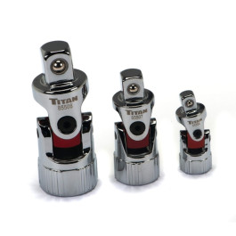 TITAN 85505 Auto Flex Universal Joint Set, 1/4" Drive, 3/8" Drive, 1/2" Drive, 3-Piece
