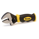 Titan 11060 8" Stubby Adjustable Wrench, 1" Jaw Capacity, Chrome Vanadium Steel