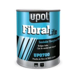 U-POL 0700 Fibral Lite Sandable Fiberglass Filler, 3 liter Tin, Yellow