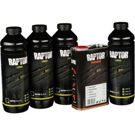 U-POL 0820V Raptor Black Truck Bed Liner Kit, 4 Liter, 4 Bottle Kit