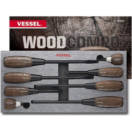 Vessel tools 3308EVA Wood-Compo Screwdriver Set, Non-Slip, Tang-Thru, 8 Pie