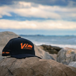 Vim Tools PVC1931-BK Vintage PVC Hat, Black, Orange VIM Logo and 1931 Graph