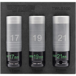 Vim Tools TWLS100 Thin Wall Impact Lug Nut Socket Set, 1/2" Drive, 17mm, 19