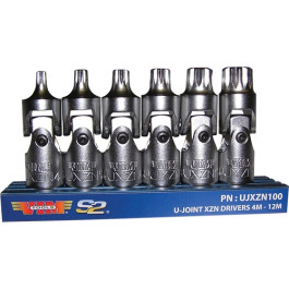 Vim Tools UJXZN100-FREE 6 Piece Universal Joint Triple Square Bit Socket Se