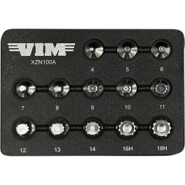 Vim Tools XZN100A 13 Piece Triple Square XZN Driver Set, 3/8" Drive, Stubby