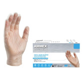 Ammex VPF66100-L Clear Vinyl Disposable Gloves, 3 mil, Large, Case of 1,000