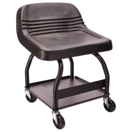 Whiteside Manufacturing HRS Padded Shop Seat, High Back Mechanic's Seat, 3 Inch Casters, 15 x 15 Inch Tray