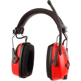 Honeywell RWS-53012 Sync Digital AM/FM Radio Earmuff, NRR 25 dB, AUX Input, Red and Black