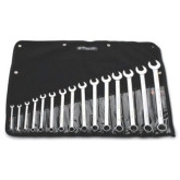 Wright Tool 715 12-Point Flat Stem Combination Wrenches - Satin Finish, 15 Pieces